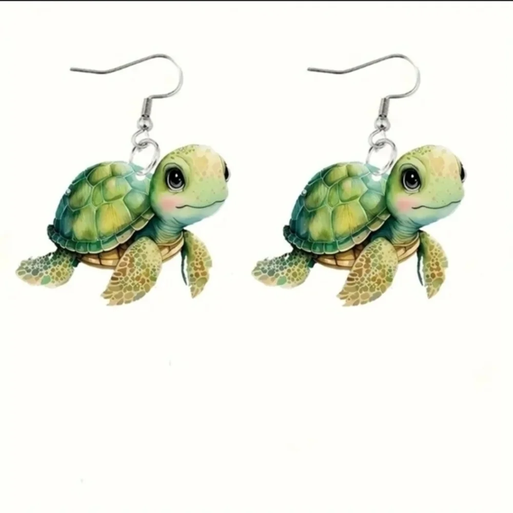 Ocean Sea Life Animal Turtle Womens‎ Adorable Dangle Drop Acryclic Earrings